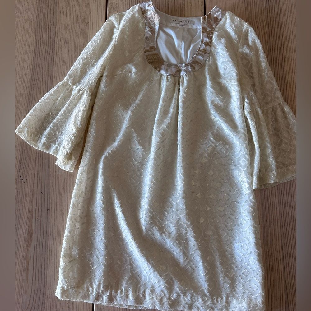 TRINA TURK Foiled Hexagon Swirl Jacquard Mini Dress -Sz 6 - Picture 2 of 8